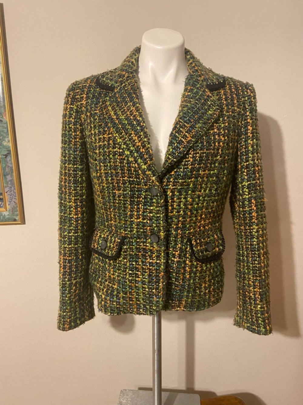 Vintage Requirements Green Multi-Tone Tweed Blazer